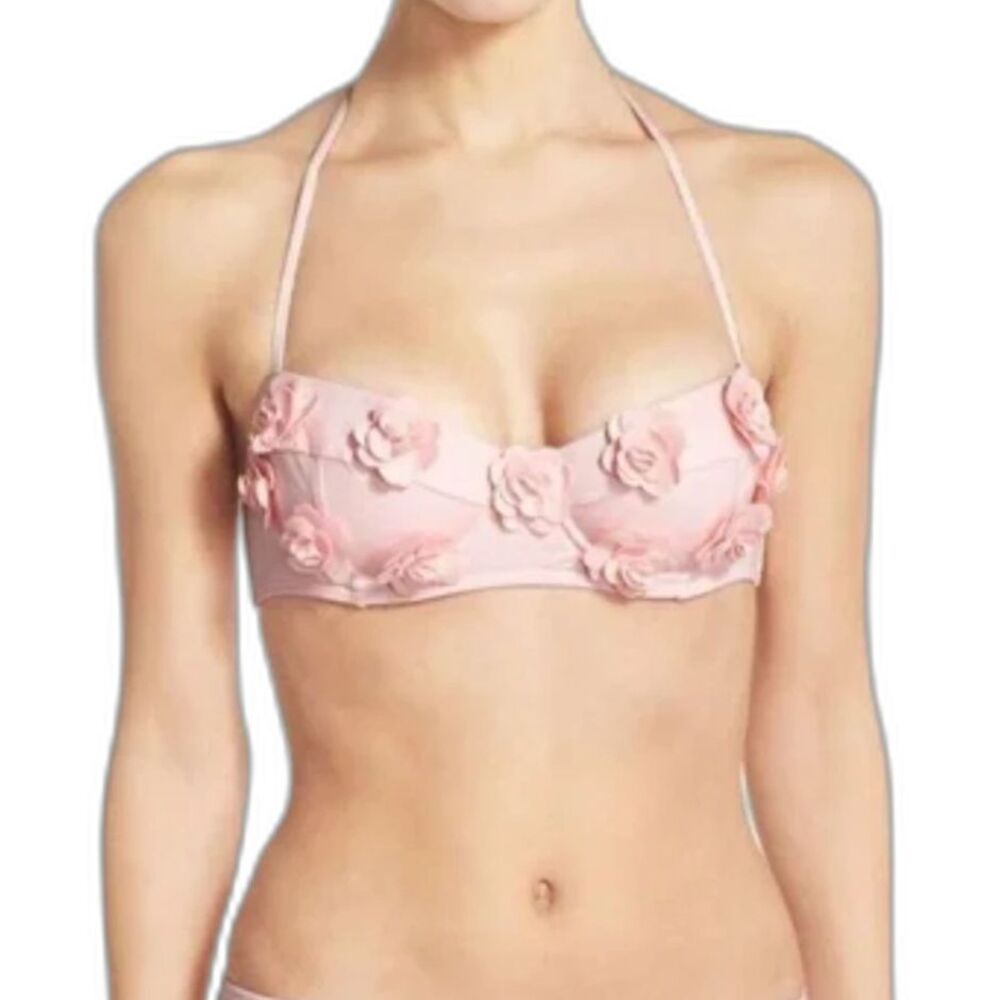 Kate Spade Women's Playa de Palma 3D Flower Pink Underwire Bikini Top Size L